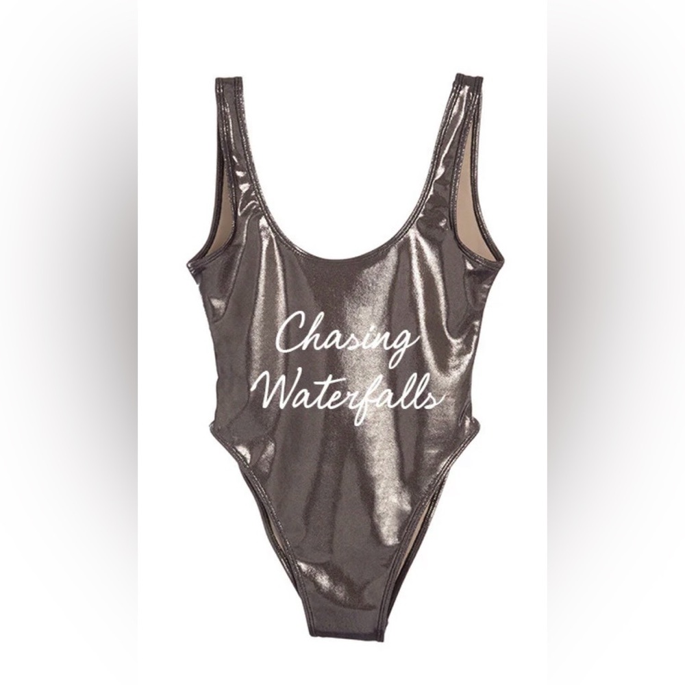 PRIVATE PARTY Metallic Gray One-Piece Swimsuit